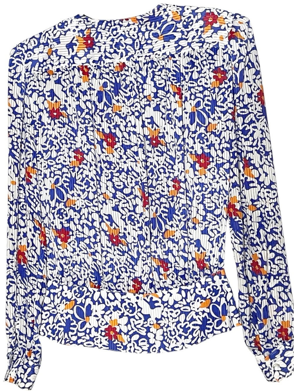 Vintage Nicola Floral Waist Detail Blouse Blue White Boho Cottagecore Size 6 - Picture 5 of 5